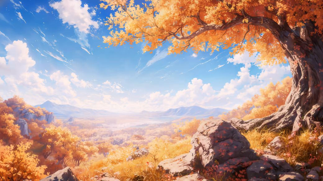 Orange nature in autumn — desktop and phone wallpaper, free download