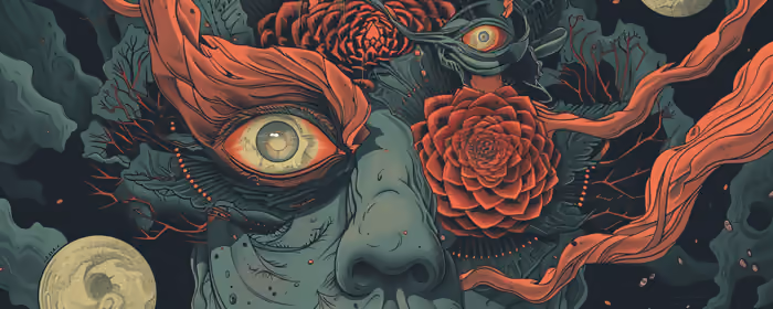 UltraWide 21:9 wallpapers (3440x1440): surrealism, face, eyes, flowers