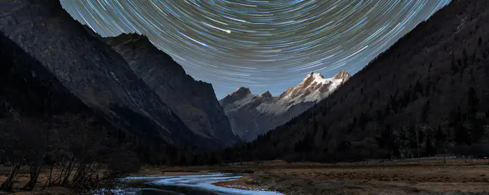 Nature wallpapers: light trails, mountains, valley, river