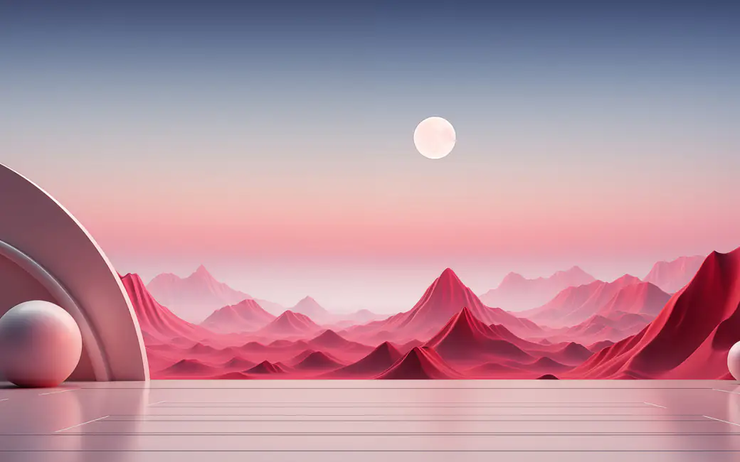 Abstract world with red mountains — desktop and phone wallpaper, free download