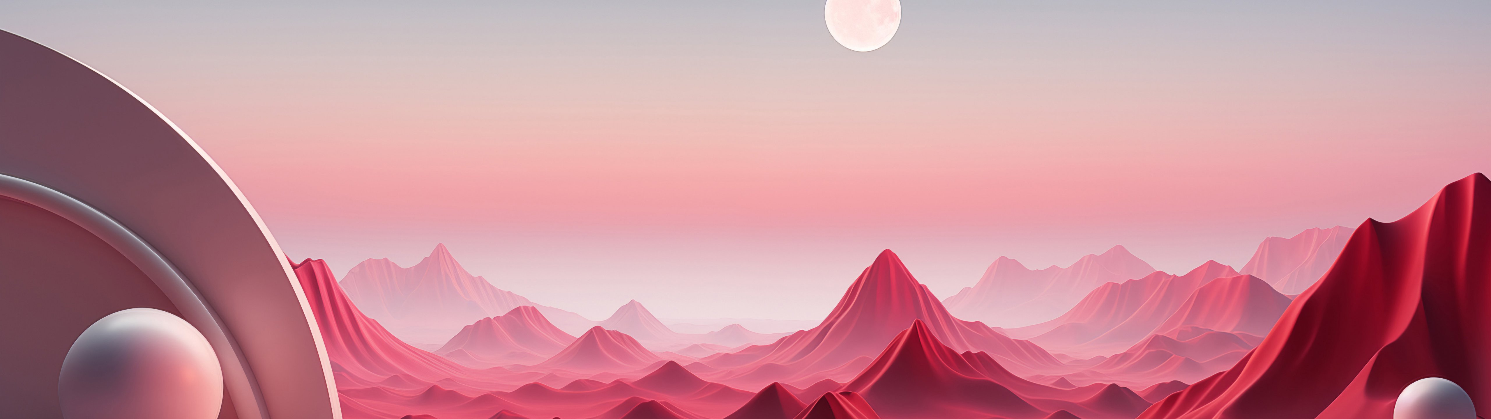 Abstract world with red mountains - UltraWide 32:9 wallpapers in 5120x1440 resolution
