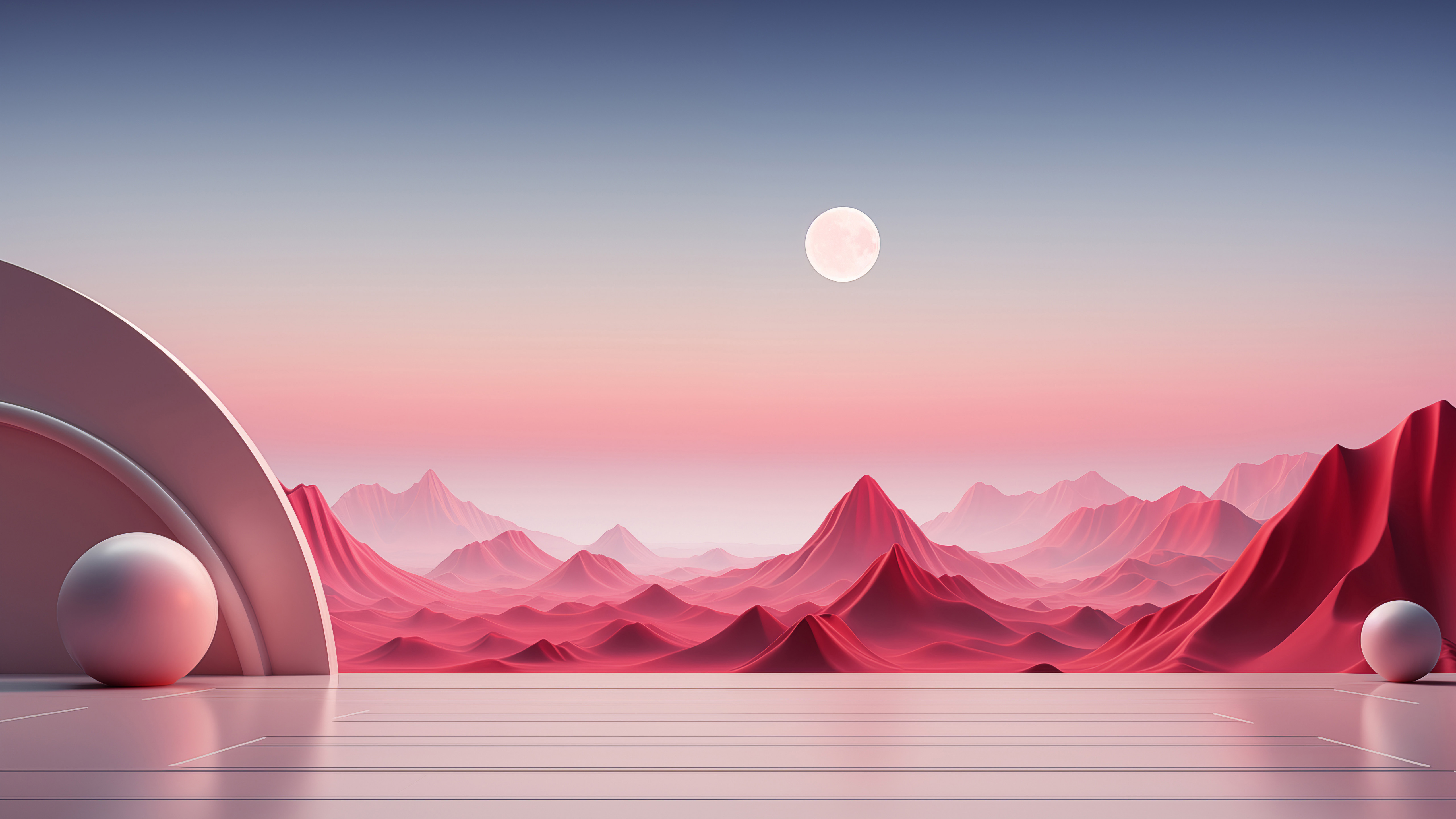 Abstract world with red mountains - 5K wallpapers in 5120x2880 resolution