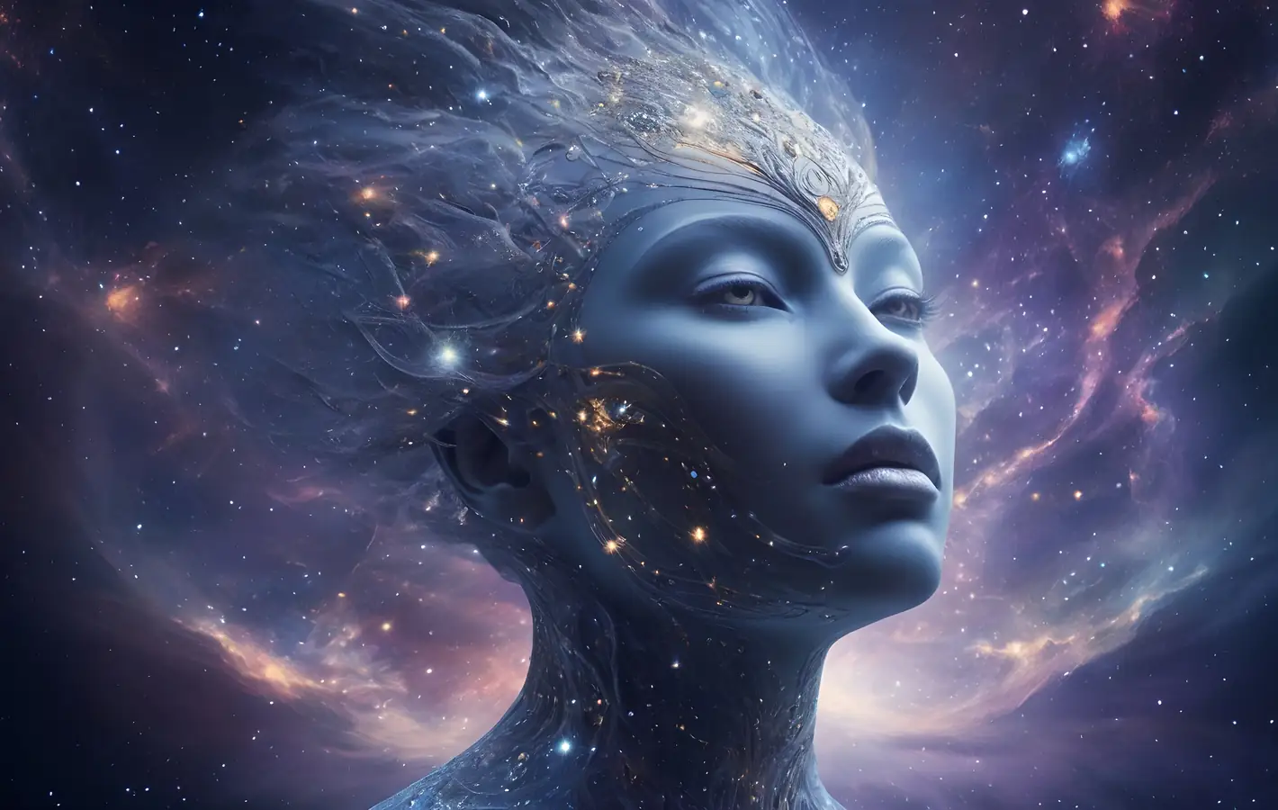 Humanoid alien with blue skin — desktop and phone wallpaper, free download