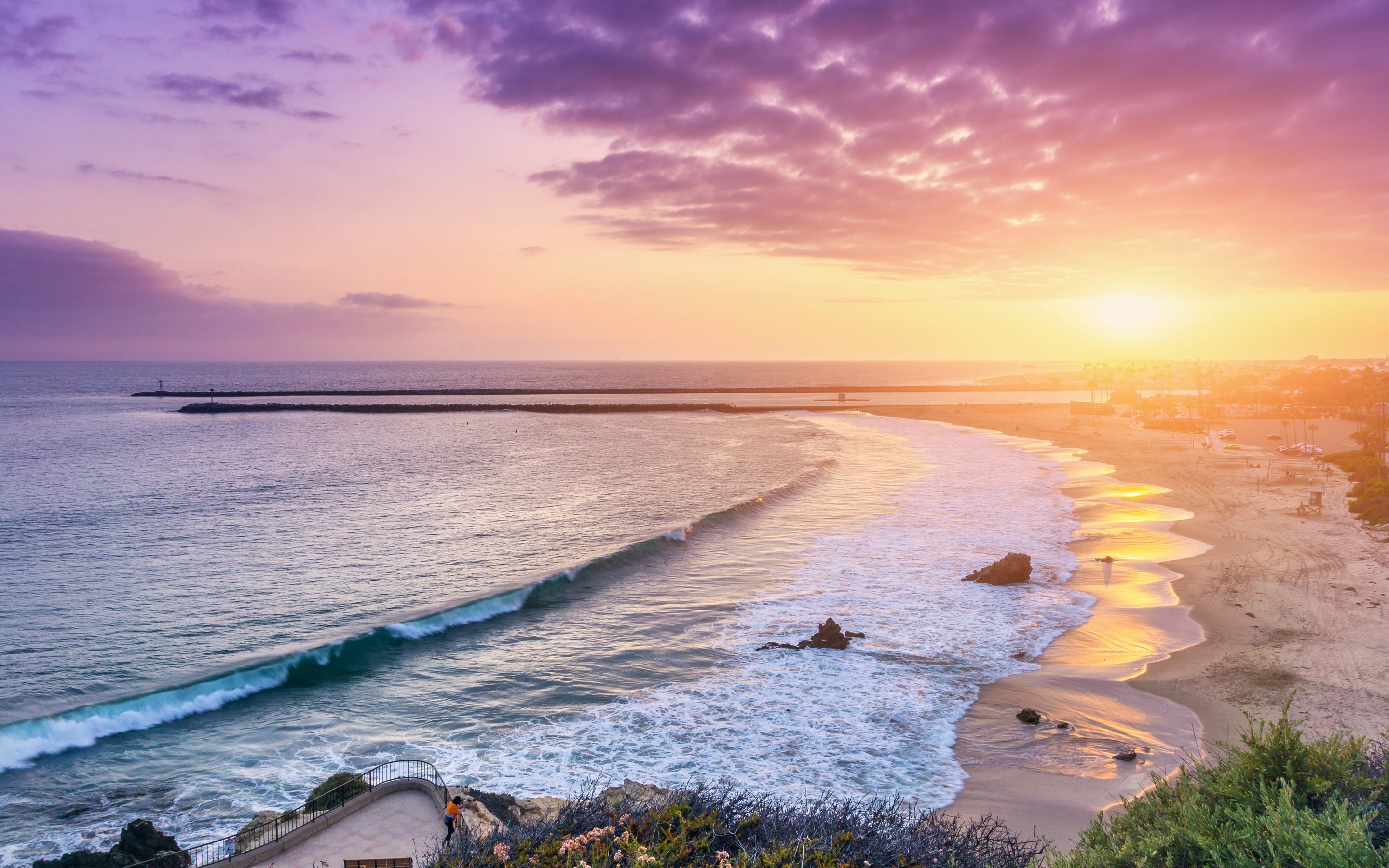Ocean sunset over serene sandy beach - Wallpapers for Apple MacBook 15″ in 2880x1800 resolution