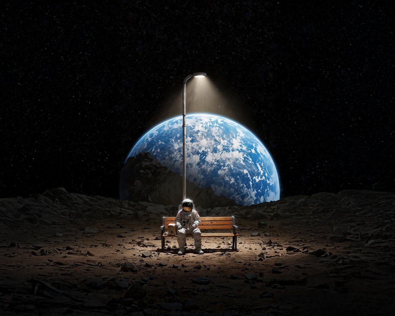 Космонавт на луне - SXGA обои в разрешении 1280x1024