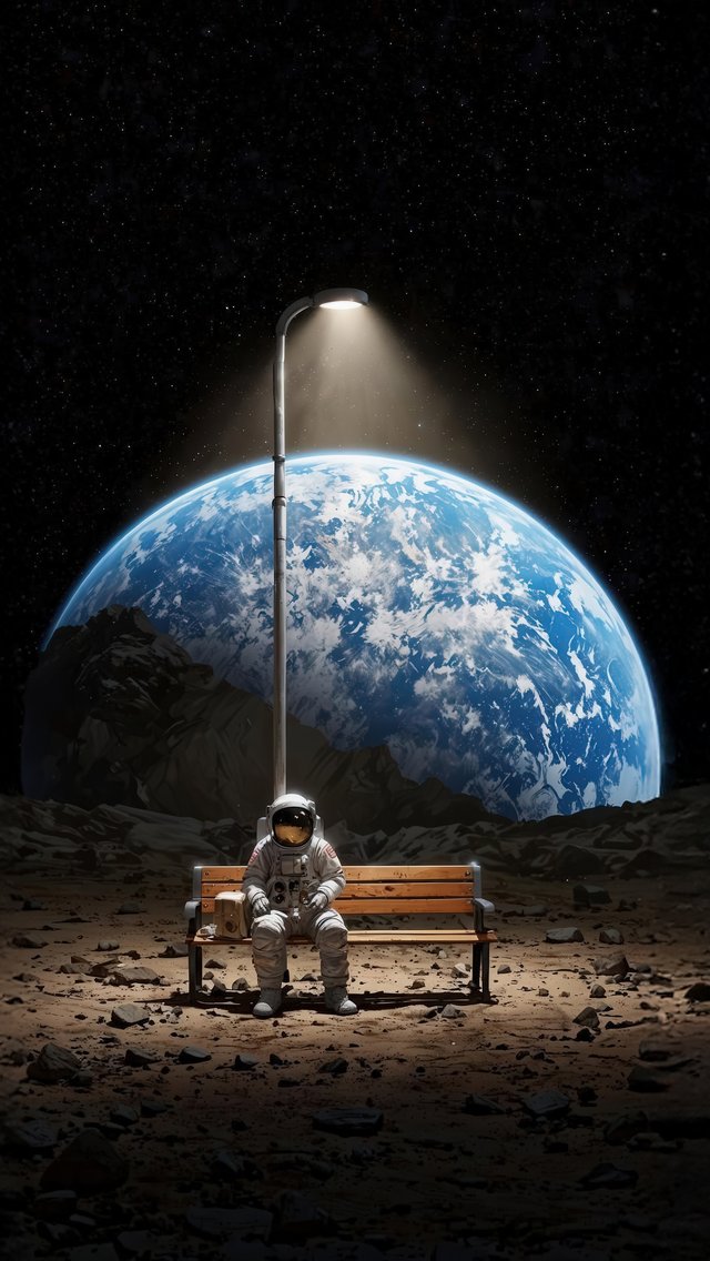 Космонавт на луне - Обои для iPhone 5/5S/5C/SE в разрешении 640x1136
