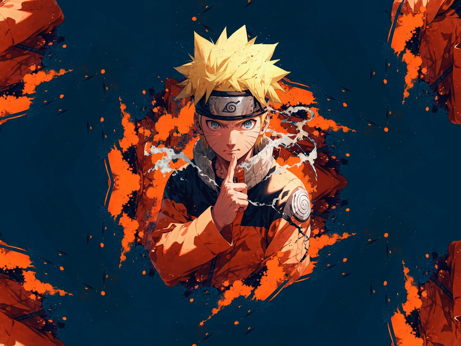Naruto with a bandage on his forehead and a jumpsuit - UXGA wallpapers in 1600x1200 resolution