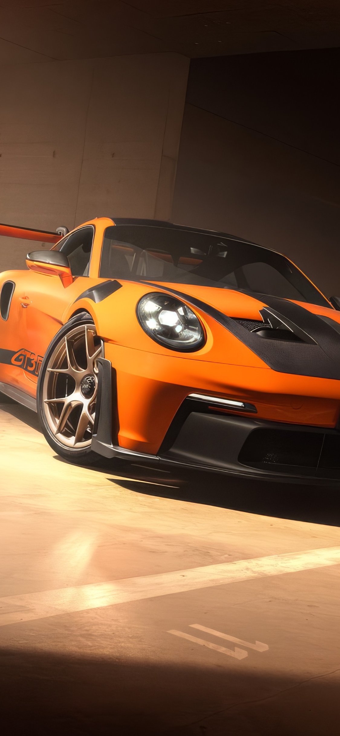 Orange Porsche 911 GT3 RS - Wallpapers for iPhone X/XS/11 Pro in 1125x2436 resolution