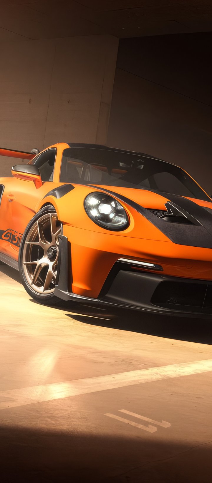 Orange Porsche 911 GT3 RS - Wallpapers for Xiaomi Redmi 14C, POCO C71/C75/M7, Infinix Note 8 in 720x1640 resolution