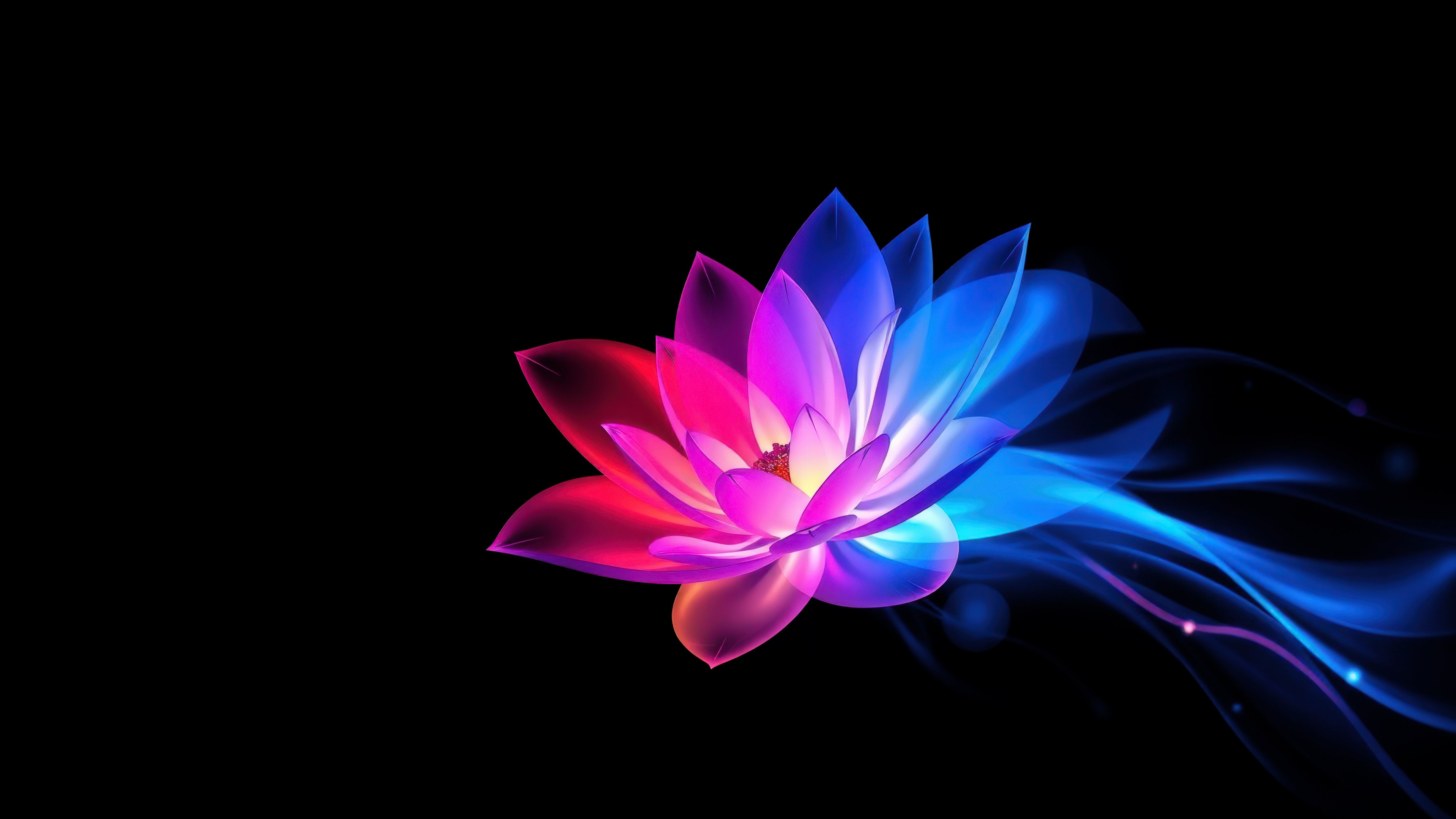 Neon lotus flower with glowing petals - Wallpapers for Apple iMac 24″ in 4480x2520 resolution