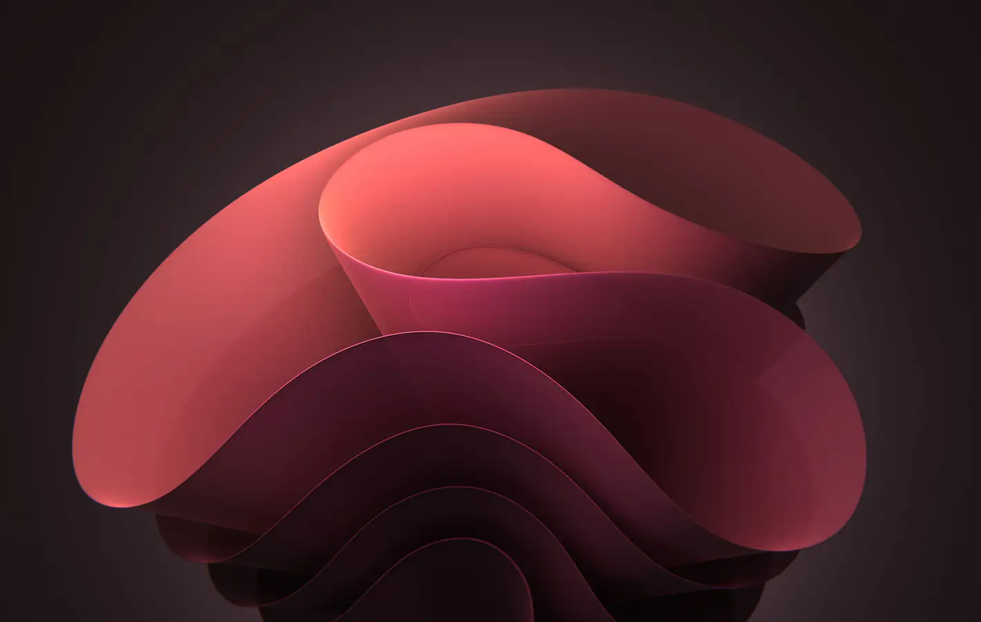 Red Waves from Windows 11 — desktop and phone wallpaper, free download