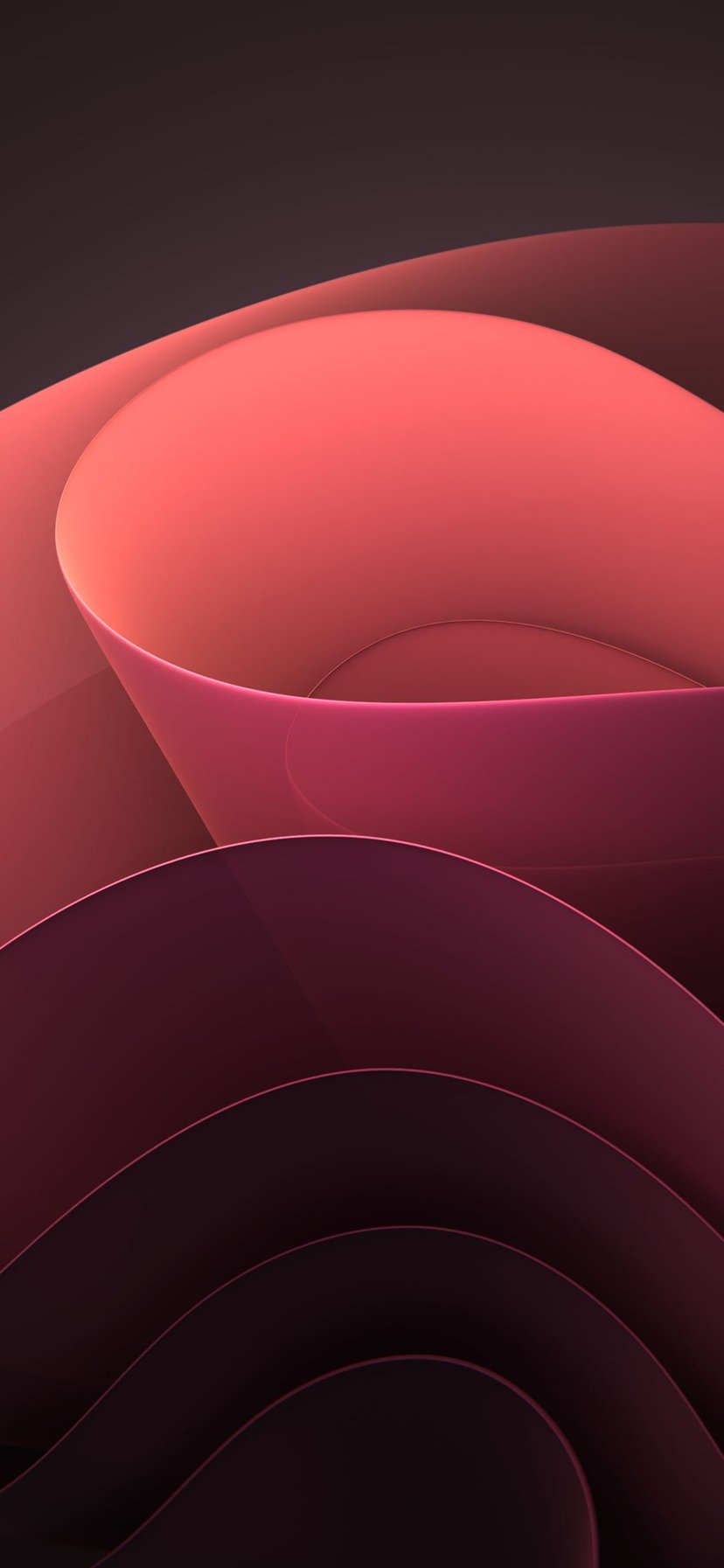 Red Waves from Windows 11 - Wallpapers for iPhone 11/XR in 828x1792 resolution