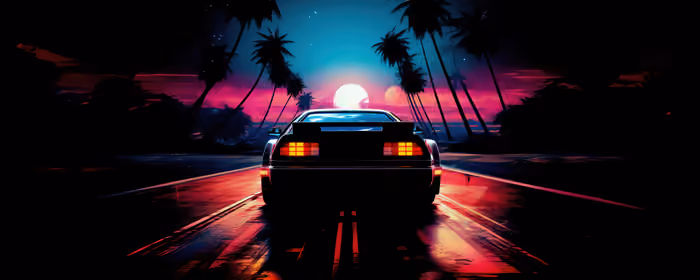 UltraWide 21:9 Highway wallpapers (3440x1440): DeLorean DMC-12, retro, neon, night