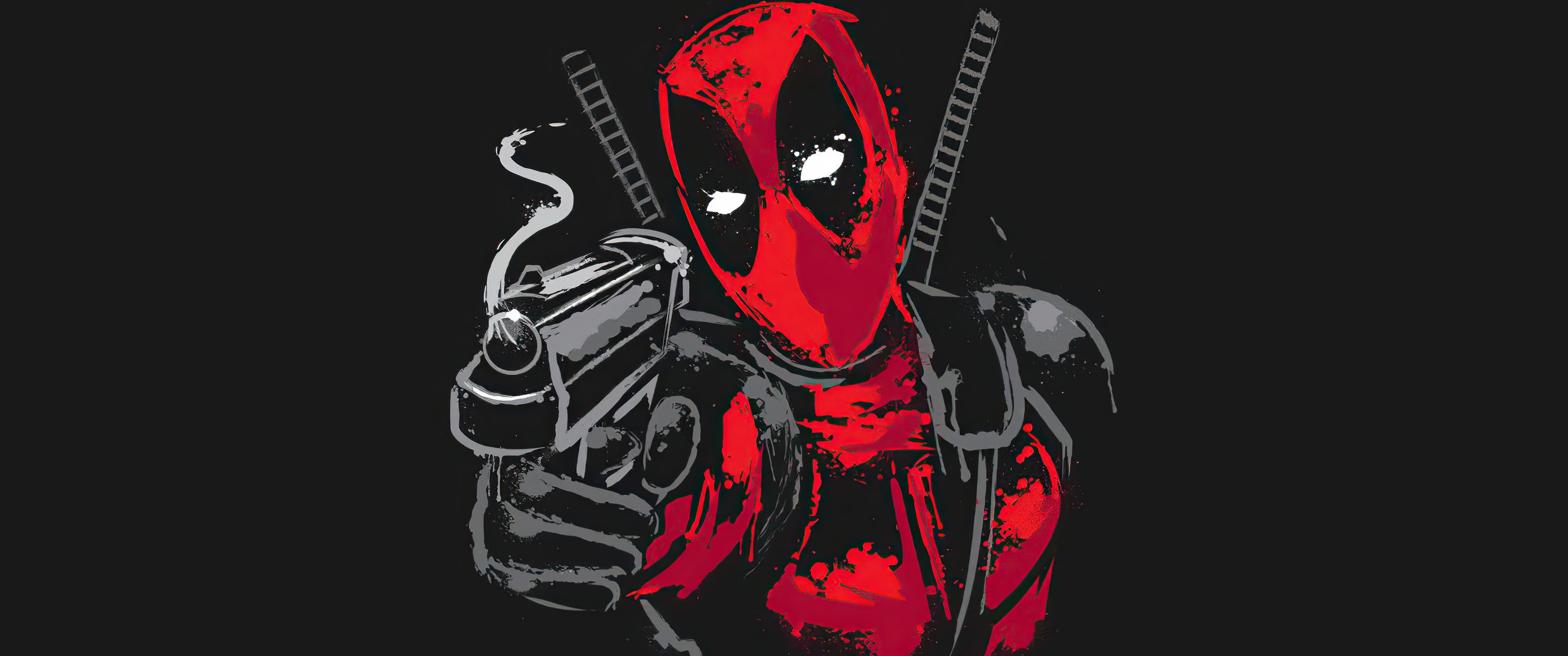 Deadpool with a minimalistic pistol - UltraWide 21:9 wallpapers in 3440x1440 resolution
