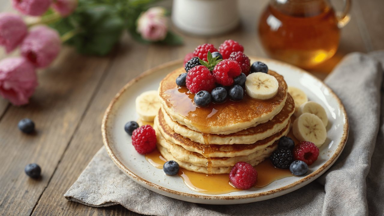 Pancakes with berries for breakfast - HDV 720p wallpapers in 1280x720 resolution