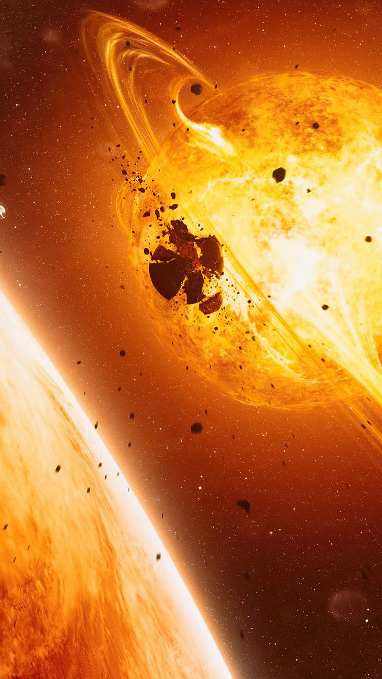 Explosive planetary collision in space - Wallpapers for iPhone 6/6S/7/8/SE2/SE3 in 750x1334 resolution