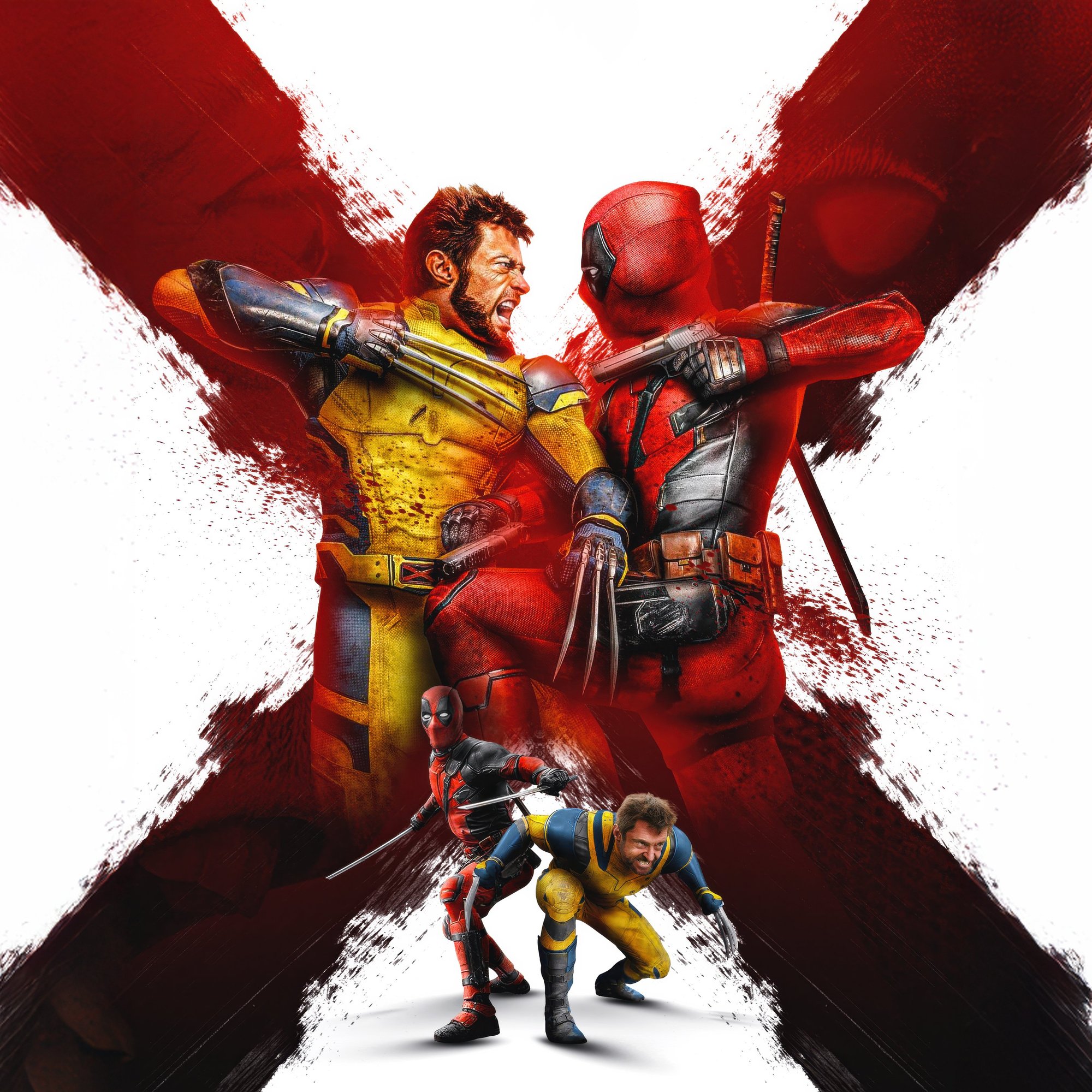 Deadpool and Wolverine in a confrontation - Wallpapers for Samsung/Xiaomi in 2000x2000 resolution