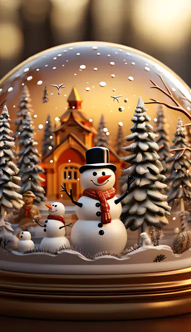 toy Wallpapers for Samsung Galaxy S22 Ultra/S23 Ultra (1440x3088): snow globe, snowman, Christmas, christmas decorations