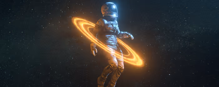 Космонавты в космосе обои для UltraWide мониторов 32:9 (3840x1080): космонавт, звёзды, кольцо, скафандр