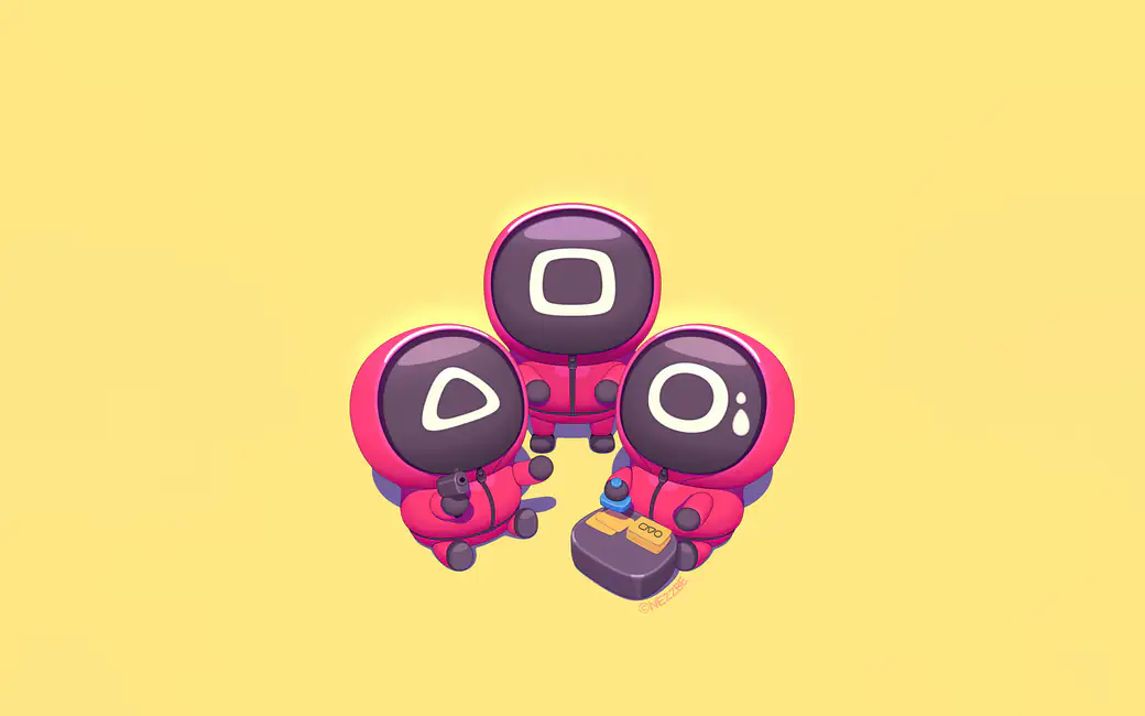 Squid Game guards — desktop and phone wallpaper, free download
