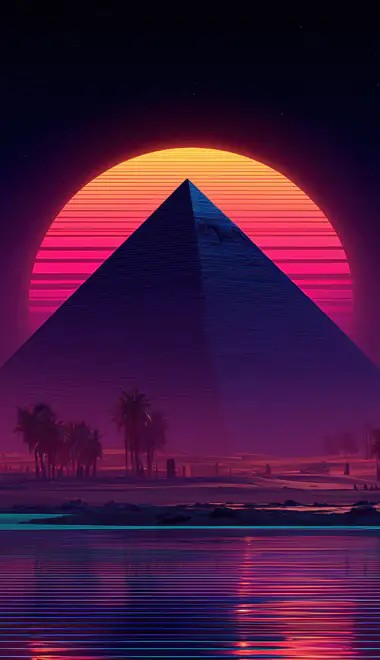 Wallpapers for Xiaomi Redmi 10C/C40/C51, Samsung Galaxy A12/A02s/A03/M12 (720x1600): Egypt, pyramid, neon, sunset