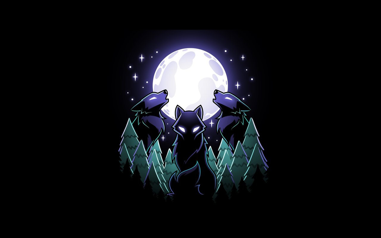 Three wolves howling under full moon - WXGA_1280 wallpapers in 1280x800 resolution