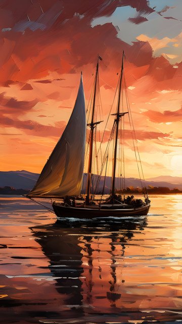 Sailboat at sunset - Wallpapers for Nokia, Samsung in 360x640 resolution