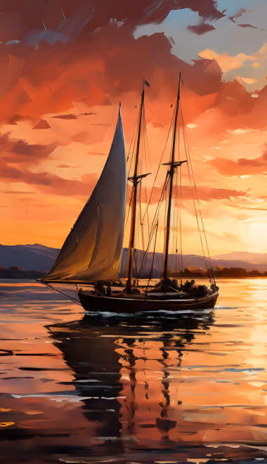 Sailboat Wallpapers for Samsung Galaxy Z Fold 2/3 (1768x2208): sailboat, lake, evening, sunset