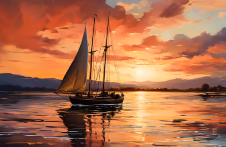 Sailboat Wallpapers for Samsung/Xiaomi (2000x2000): sailboat, lake, evening, sunset