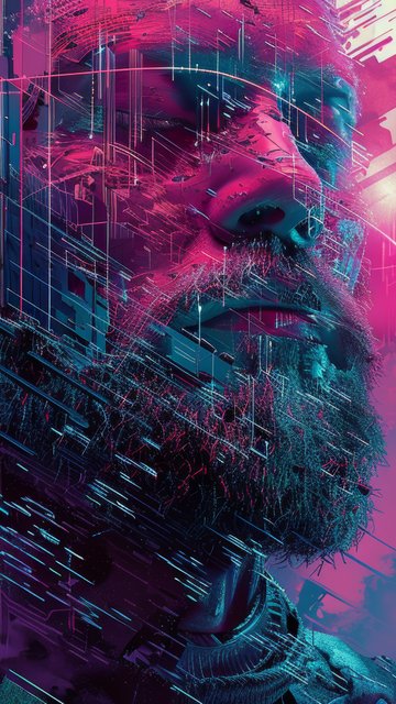 Glitch with a mans face - Wallpapers for Nokia, Samsung in 360x640 resolution