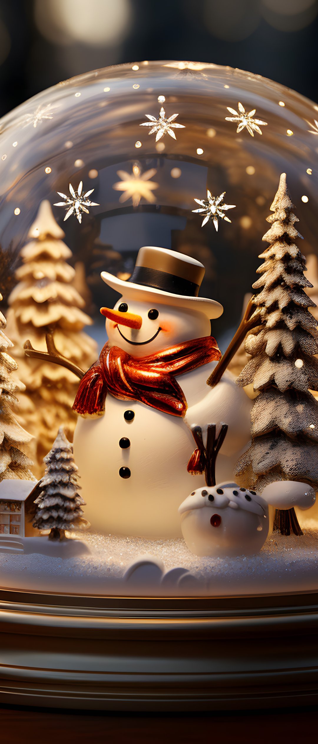 Snowman figure inside winter snow globe - Wallpapers for Samsung Galaxy Z Flip7, Sony Xperia 5 II/5 III/5 V/10 IV/10 V, Xiaomi Mix Fold 3 in 1080x2520 resolution