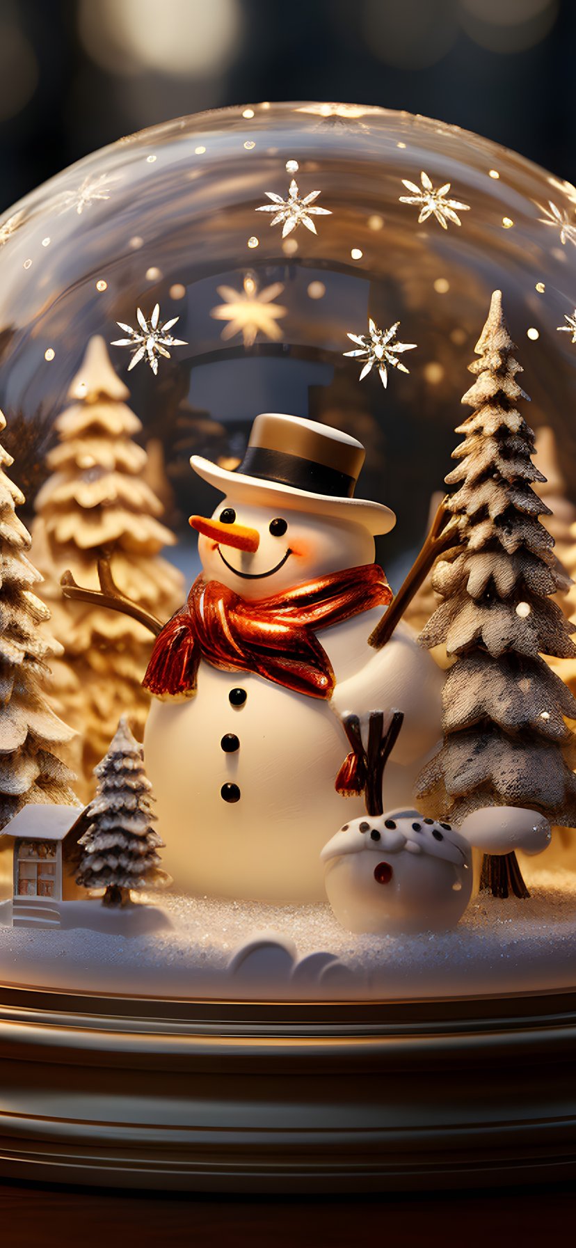 Snowman figure inside winter snow globe - Wallpapers for iPhone 11/XR in 828x1792 resolution
