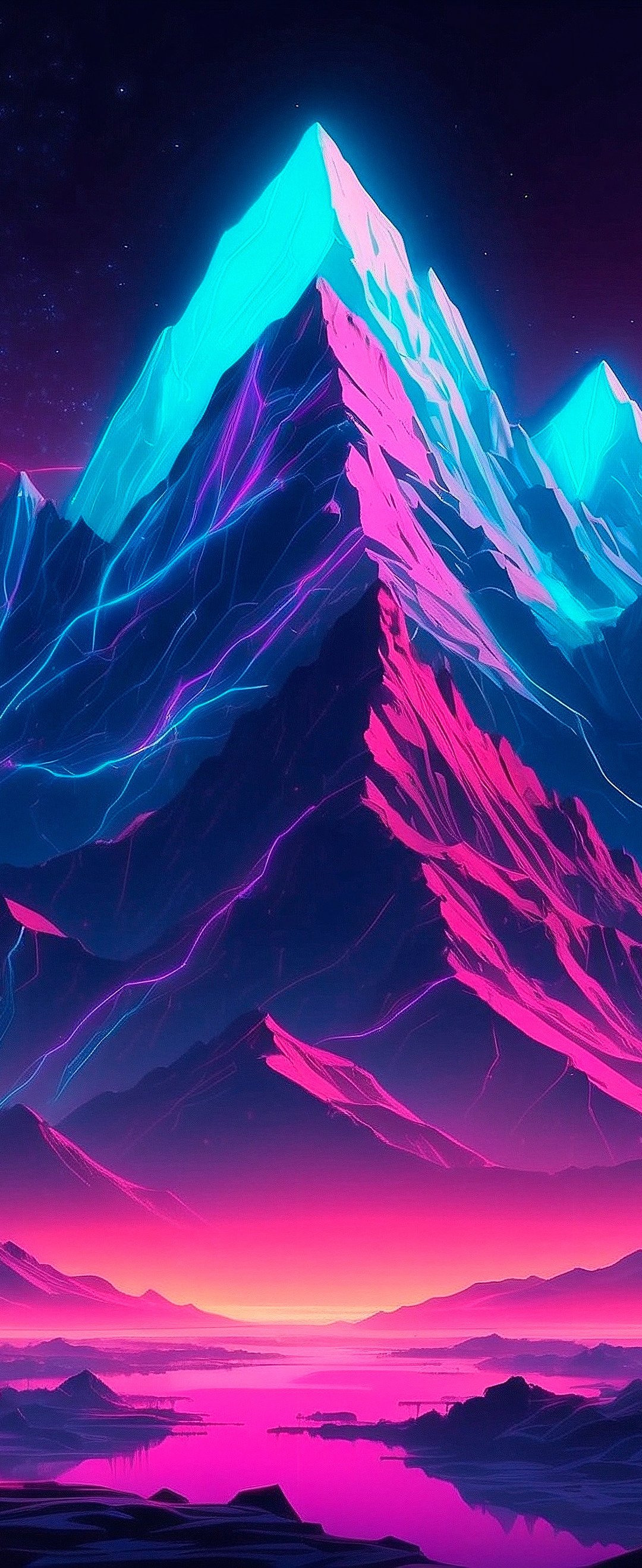 Neon Mountain Peaks under Vibrant Sky - Wallpapers for Samsung Galaxy Z Flip6, Motorola Razr 2025 in 1080x2640 resolution
