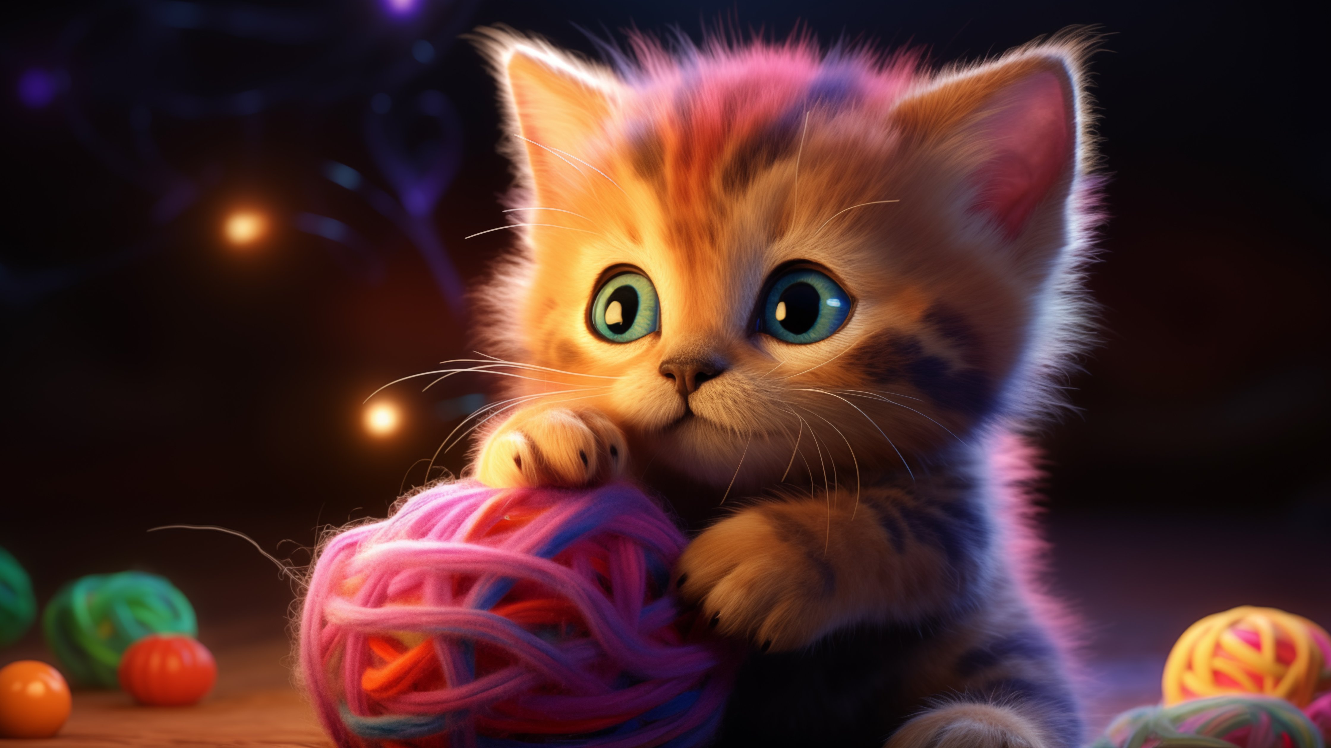 Cute kitten with green eyes - Wallpapers for Apple iMac 24″ in 4480x2520 resolution