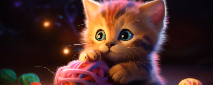 UltraWide 21:9 wallpapers (2560x1080): kitten, toy, green eyes, night