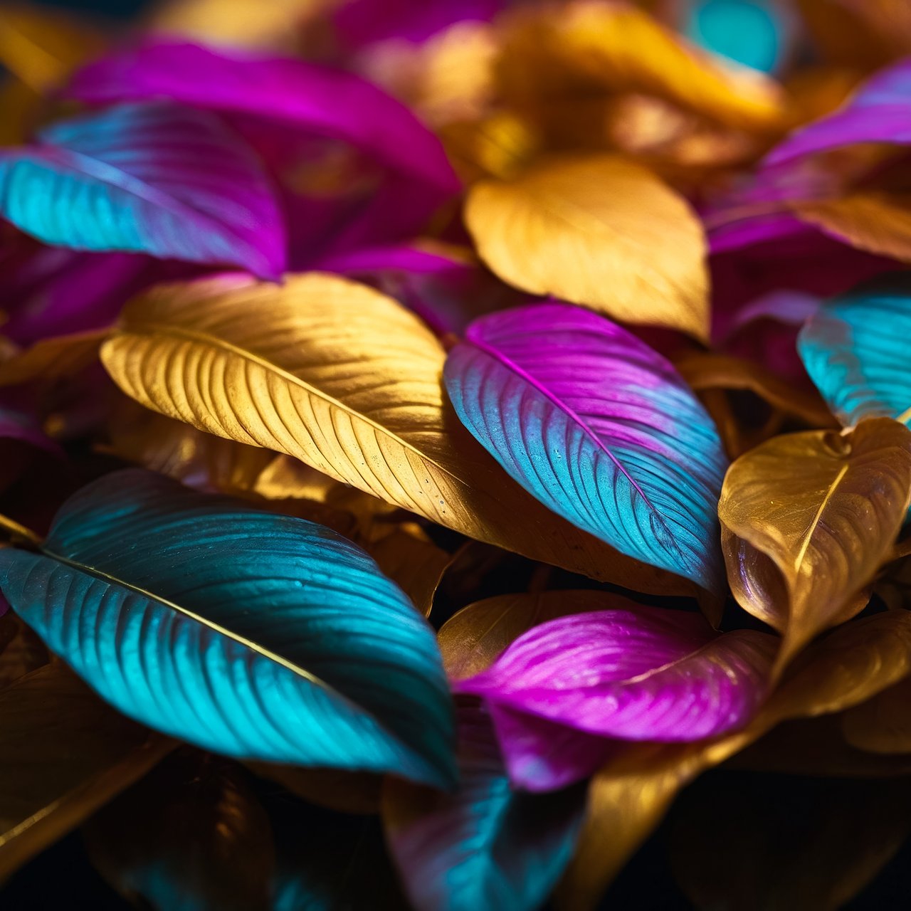 Gold and blue leaves - Wallpapers for Lenovo, Huawei in 1280x1280 resolution