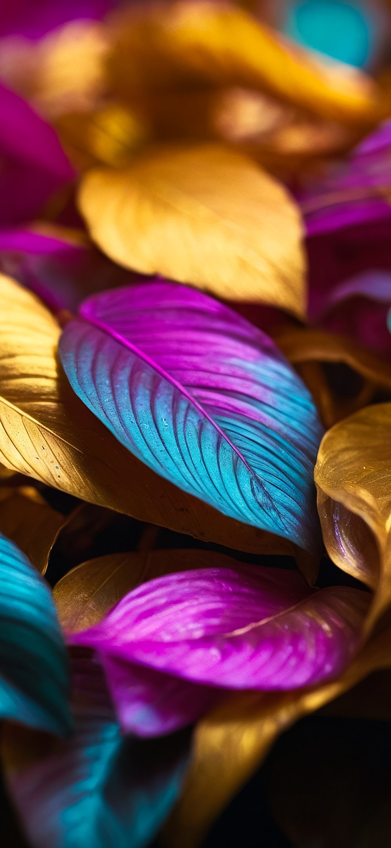 Gold and blue leaves - Wallpapers for iPhone 15 Pro Max/14 Pro Max in 1290x2796 resolution