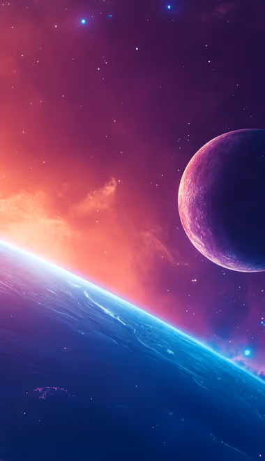 Обои космос: планета, орбита, туманность, звёзды