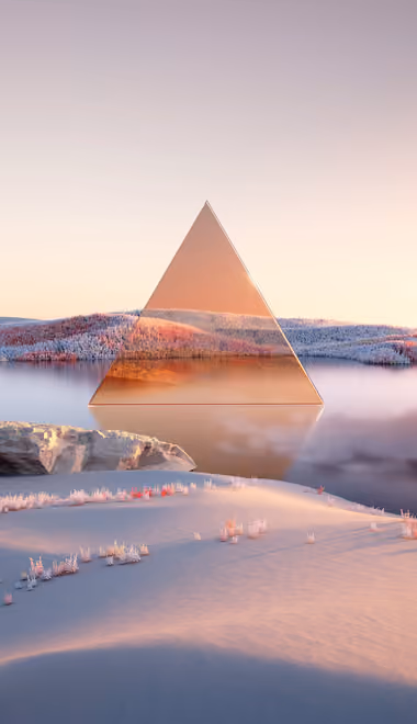 Pyramid Wallpapers for iPhone 11 Pro Max (1242x2688): pyramid, lake, winter, sunset