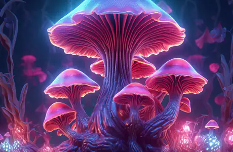 Fantasy wallpapers: mushrooms, forest, neon, magic