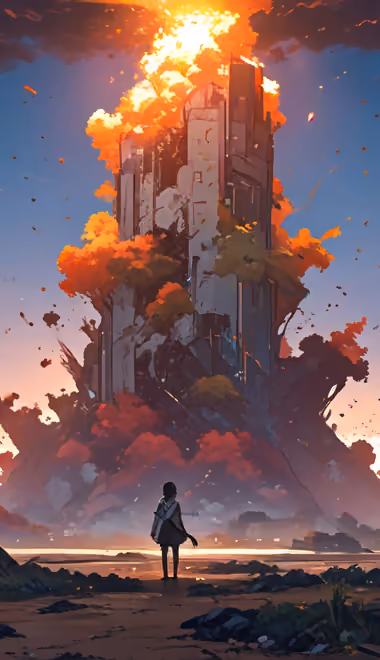 Apocalypse Wallpapers for iPhone 14 Pro/15 Pro (1179x2556): apocalypse, tower, fire, ruins
