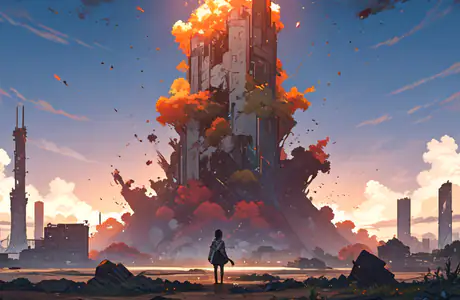 Fantasy wallpapers: apocalypse, tower, fire, ruins