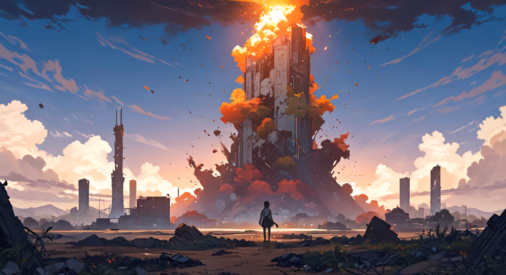 Tower explosion on the apocalypse - Wallpapers for Nokia, Samsung in 360x640 resolution