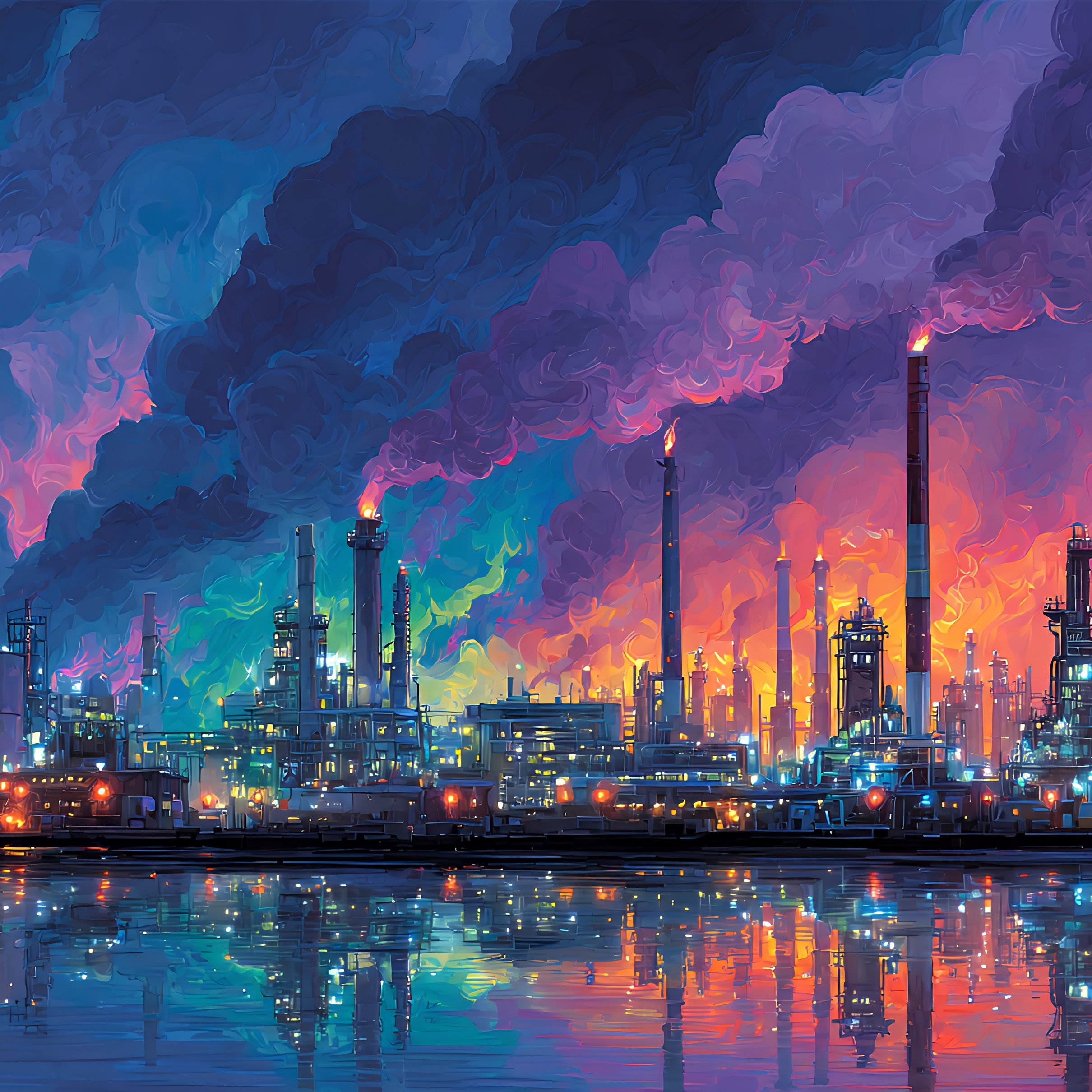 Industrial landscape with colored sky - Wallpapers for iPad Pro 11″ 2024 in 2420x2420 resolution