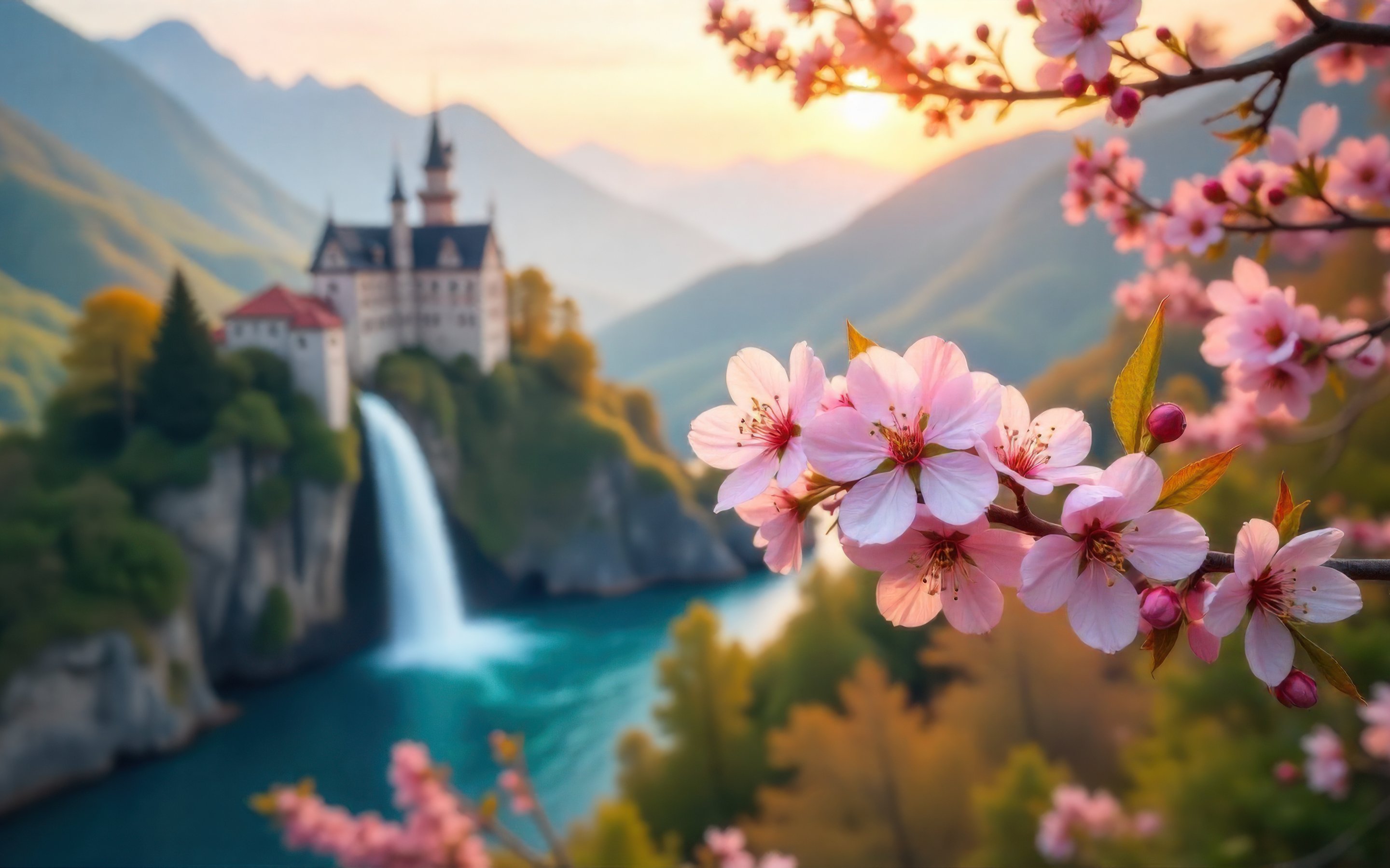 Cherry blossoms in the mountains - Wallpapers for Apple MacBook 15″ in 2880x1800 resolution