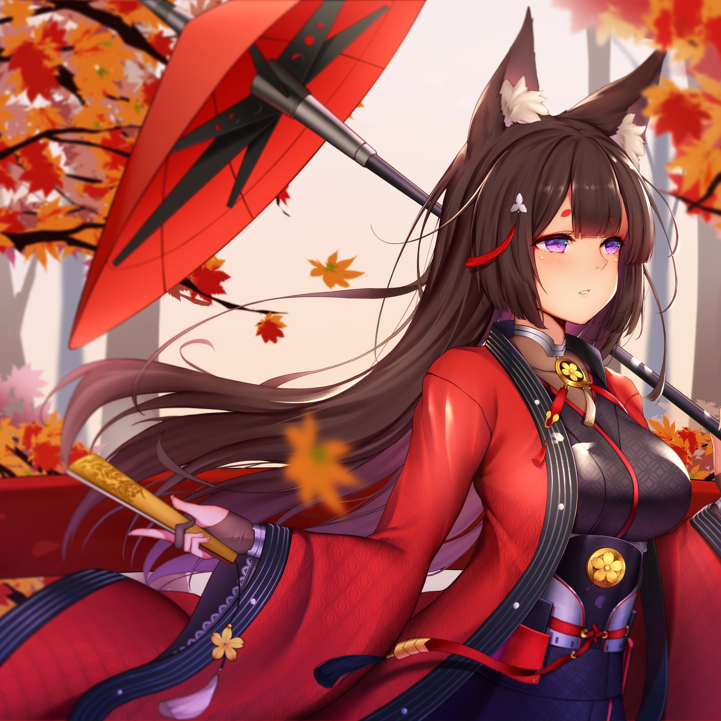 Amagi from Azur Lane with fox ears - Wallpapers for iPad Pro 11″ in 2388x2388 resolution