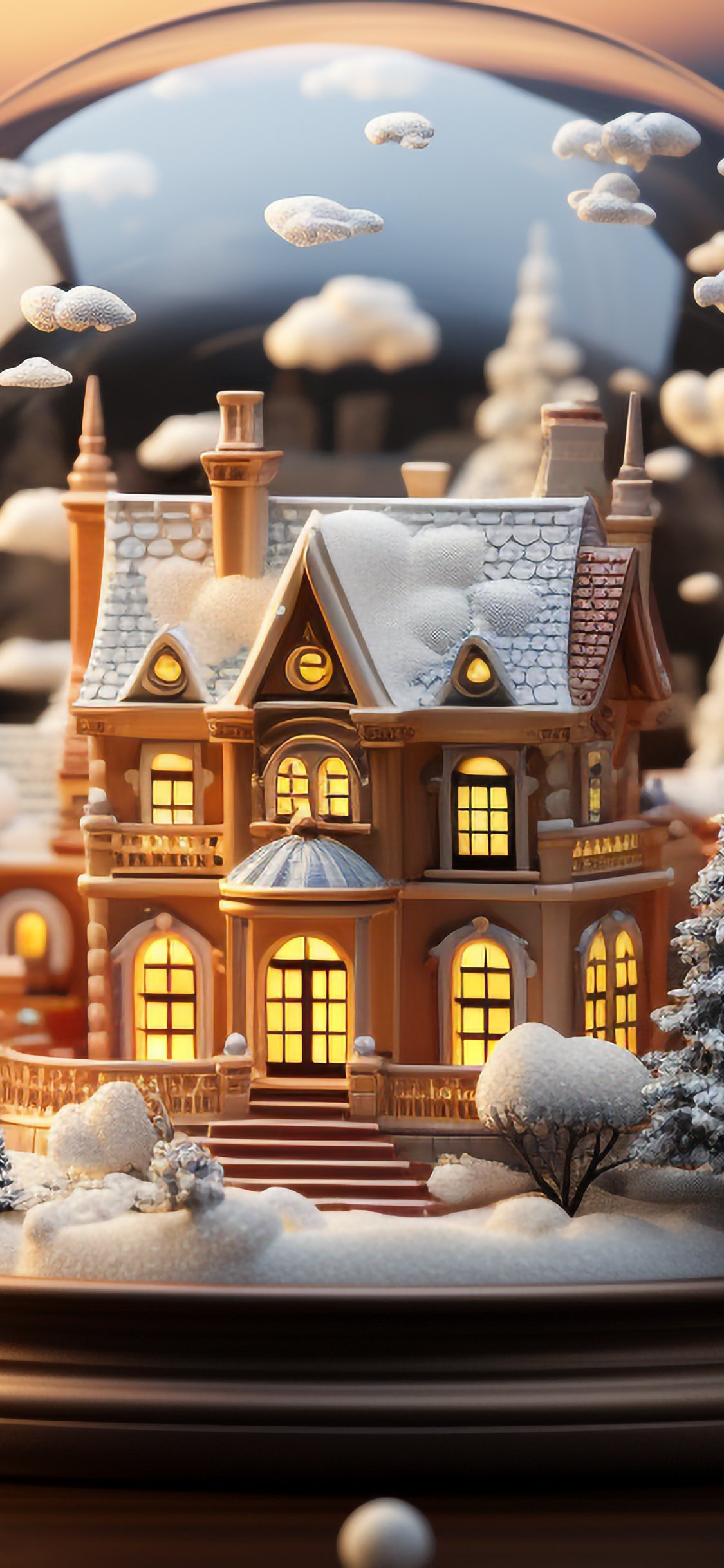 Snow globe with a winter house - Wallpapers for iPhone X/XS/11 Pro in 1125x2436 resolution