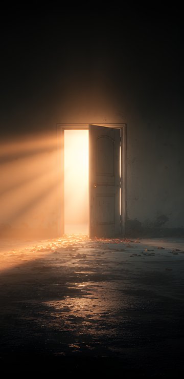 Open door with light rays - Wallpapers for Samsung in 360x740 resolution