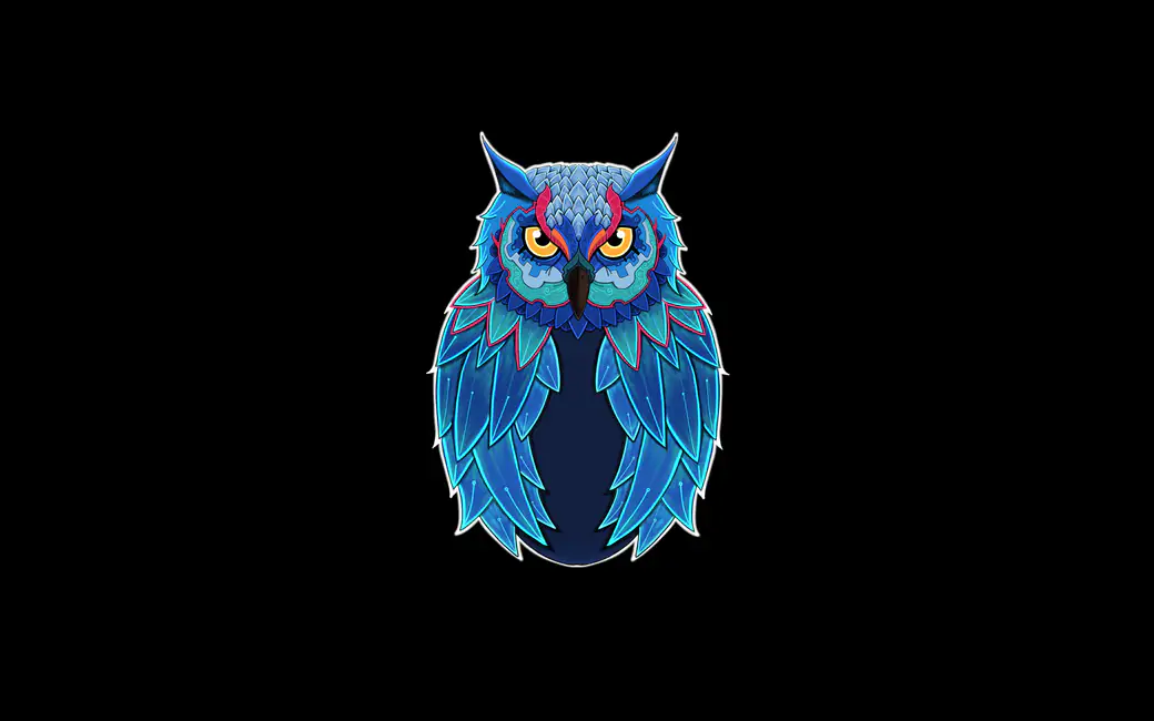 Minimalistic blue owl — desktop and phone wallpaper, free download