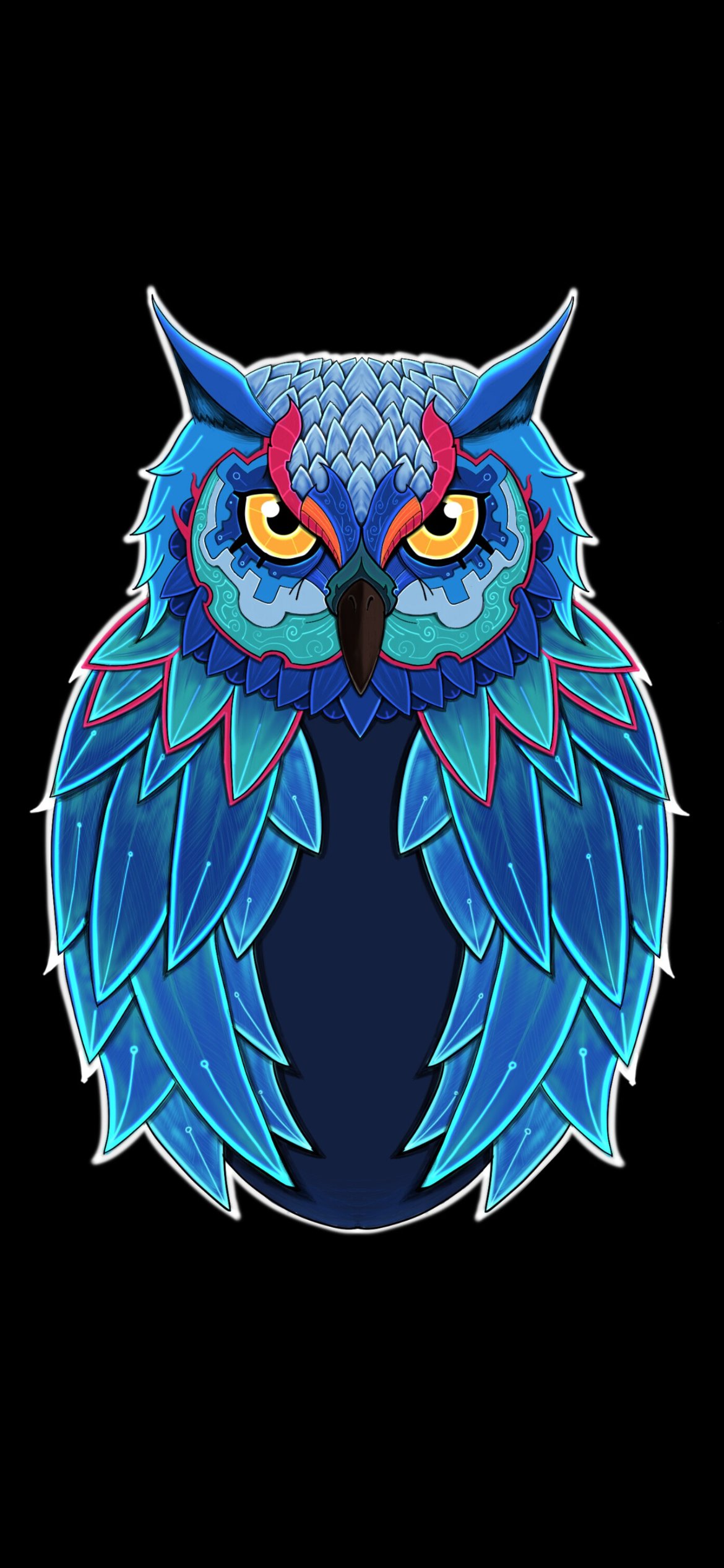 Minimalistic blue owl - Wallpapers for iPhone 12 Pro/13 Pro/14 in 1170x2532 resolution